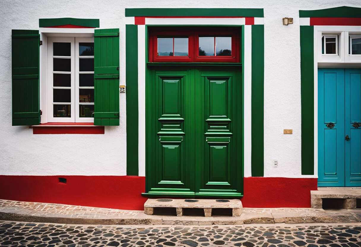 La palette de couleurs de la maison basque : blanc, rouge et vert